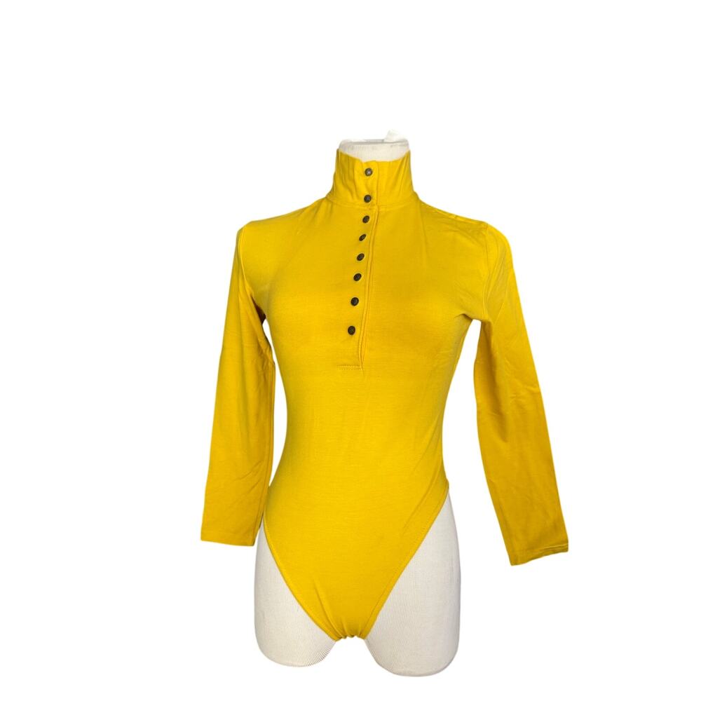 Vintage Versace Jeans Couture Mustard Yellow Ribbed Cotton Bodysuit